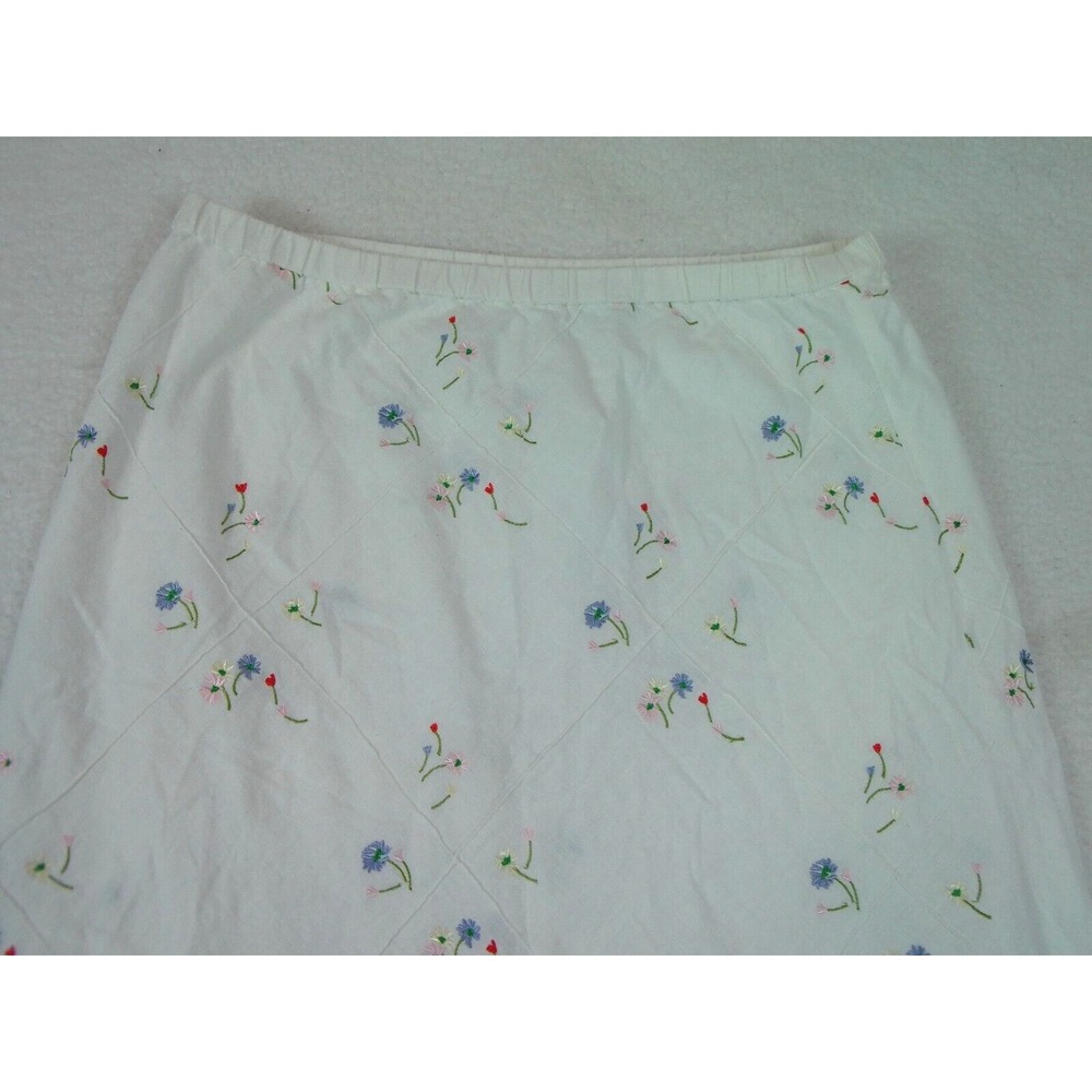 Susan Graver Women's XL Style‎ White Linen Blend Floral Embroidered Midi - Picture 9 of 9